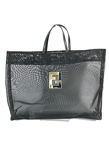 Fendi FENDI FF logo mesh big bag, tote beach handbag, nylon mesh/leather, women's, black (view 1)