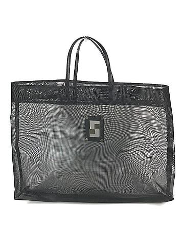 Fendi FENDI FF logo mesh big bag, tote beach handbag, nylon mesh/leather, women's, black (view 2)