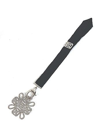 Chanel CHANEL CC Coco Mark Rhinestone Neck Strap Necklace, Metal, Black, Women's (view 1)