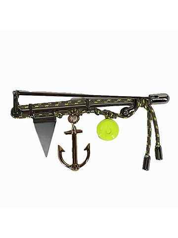 Louis Vuitton LOUIS VUITTON Louis Vuitton Rope LV Logo Pin Brooch, Metal, Men's and Women's, Silver (view 2)