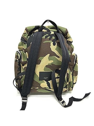 Yves Saint Laurent Yves Saint Laurent SAINT LAURENT PARIS 437110 Multi-Pocket Camouflage Backpack, Canvas and Leather, Green, for Men Women (view 2)