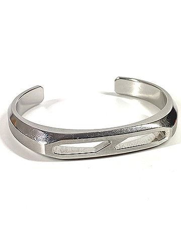 Hermès HERMES Delta Cuff Bangle, Stainless Steel, Women's, Silver (view 1)