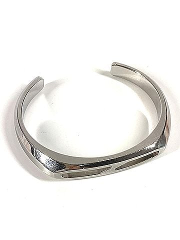 Hermès HERMES Delta Cuff Bangle, Stainless Steel, Women's, Silver (view 2)