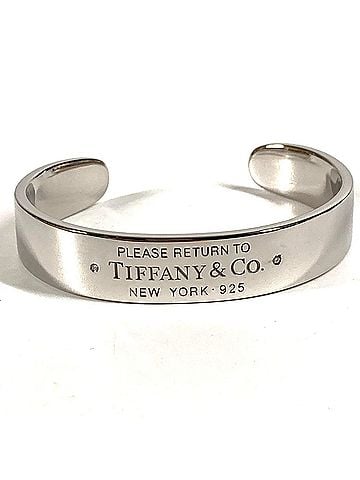Tiffany & Co. TIFFANY &amp; Co. Tiffany Diamond Return to Narrow Cuff Bangle, AG925 Silver, Women's (view 1)