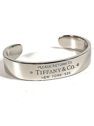 Tiffany & Co. TIFFANY &amp; Co. Tiffany Diamond Return to Narrow Cuff Bangle, AG925 Silver, Women's (view 2)