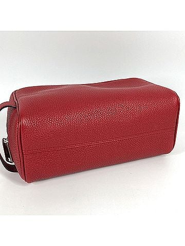 Fendi FENDI 7AS378 Leather Clutch Bag with Handle and Logo, Red, for Men Women (view 2)