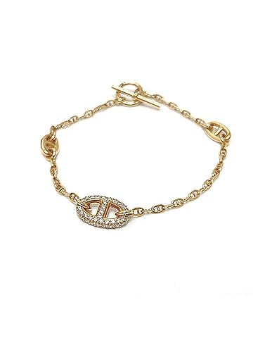 Hermès HERMES 18KPG Chaine d'Ancre New Farandole Diamond 3-Ring Bracelet, 18K Pink Gold, Women's, Like (view 1)