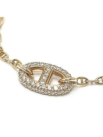 Hermès HERMES 18KPG Chaine d'Ancre New Farandole Diamond 3-Ring Bracelet, 18K Pink Gold, Women's, Like (view 2)