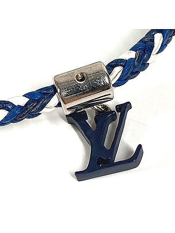 Louis Vuitton LOUIS VUITTON M6792 Friendship Charm Bracelet, Metal and Leather Bangle, Navy Blue, for Men Women (view 2)
