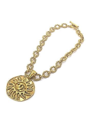 Chanel CHANEL 94A Coco Mark Sun Motif Chain Vintage Necklace GP Women's Gold (view 1)