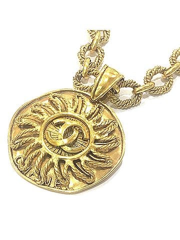 Chanel CHANEL 94A Coco Mark Sun Motif Chain Vintage Necklace GP Women's Gold (view 2)