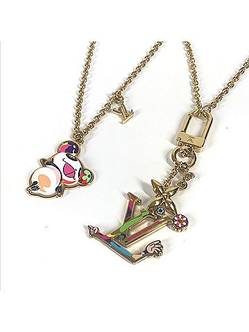Louis Vuitton LOUIS VUITTON M02499 LV x TM Takashi Murakami Panda Set of 2 Necklaces - Superflat Chain Necklaces, 2, Accessories, Metal, Gold, Men's and Women's (view 2)