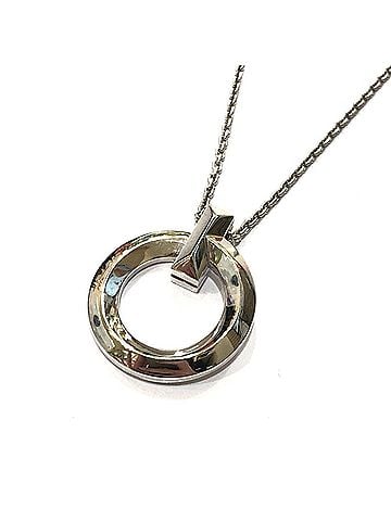 Tiffany & Co. TIFFANY &amp; Co. Tiffany WG750 Gold T-One Circle Pendant Chain Necklace, Accessory, Jewelry, Au750, Women's, Silver (view 1)