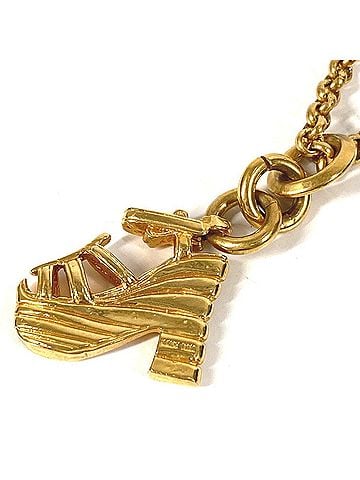 Salvatore Ferragamo Salvatore Ferragamo vintage sandals, shoes, accessories, jewelry, long chain necklace, metal, women's, gold (view 1)