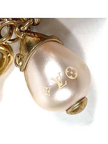 Louis Vuitton LOUIS VUITTON M66319 Damier Pearl Bracelet, Bangle Chain Metal with Faux Pearls, Gold, Women's (view 2)