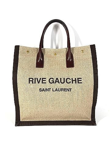 Yves Saint Laurent Yves Saint Laurent SAINT LAURENT PARIS 631682 RIVE GAUCHE Noe Tote Bag, Shoulder Vertical Handbag, Linen and Leather, Brown, Men's Women's (view 1)