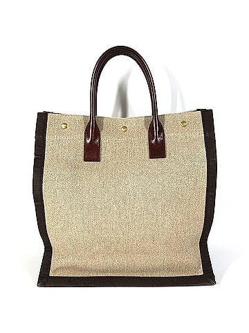 Yves Saint Laurent Yves Saint Laurent SAINT LAURENT PARIS 631682 RIVE GAUCHE Noe Tote Bag, Shoulder Vertical Handbag, Linen and Leather, Brown, Men's Women's (view 2)