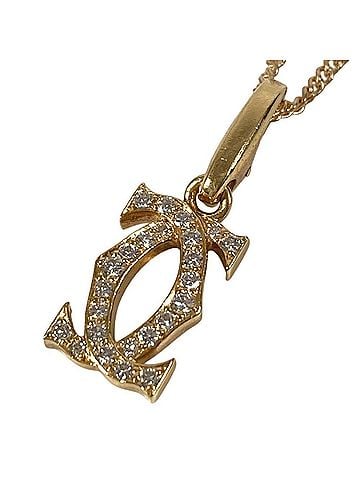 Cartier CARTIER 18K Gold Diamond Charm with 2C Logo, Accessory, Jewelry Necklace Pendant, Charm, Au750, Men's, Women's, (view 1)