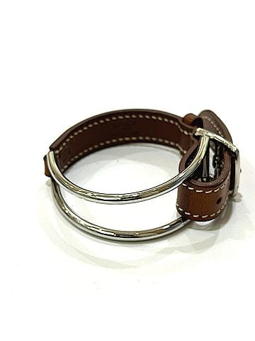 Hermès HERMES Hermes belt, metal and leather, brown, for women (view 1)