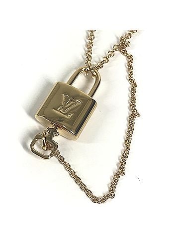 Louis Vuitton LOUIS VUITTON M00567 Cadena Logo Collier LV Rocky Chain Necklace, Accessory, Metal, Women's, Gold (view 1)