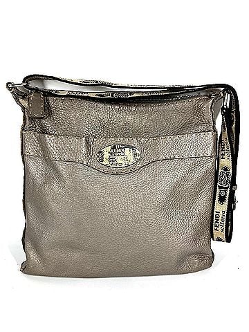 Fendi FENDI 8BT109 Selleria Logo Crossbody Shoulder Bag in Silver-Gray Leather for Men and Women (view 1)