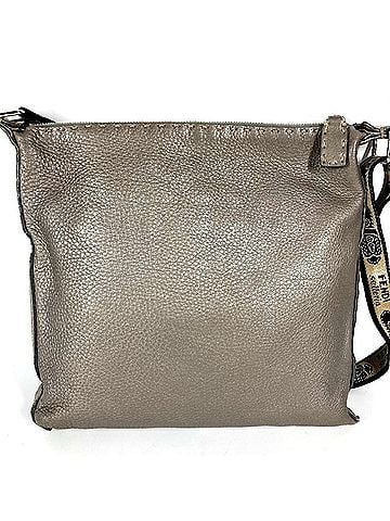 Fendi FENDI 8BT109 Selleria Logo Crossbody Shoulder Bag in Silver-Gray Leather for Men and Women (view 2)