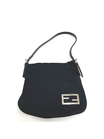 Fendi FENDI logo handbag, shoulder bag, satin, women's, black (view 1)