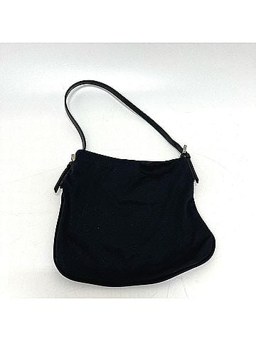 Fendi FENDI logo handbag, shoulder bag, satin, women's, black (view 2)
