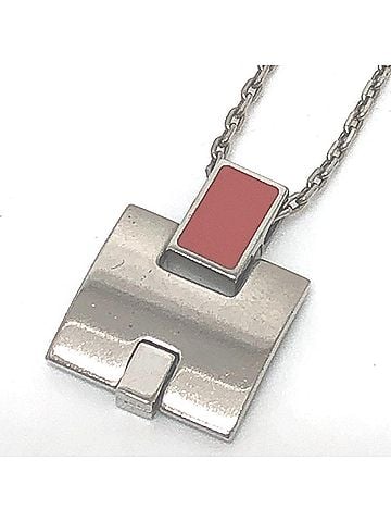 Hermès HERMES Eileen H-motif pendant chain necklace, metal, silver, for women. (view 1)