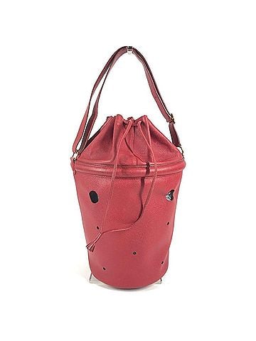 Hermès HERMES Tassel Fringe Mainjoir Drawstring Bag, Shoulder Courchevel Leather, Women's, Red (view 1)