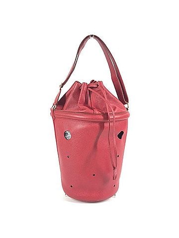 Hermès HERMES Tassel Fringe Mainjoir Drawstring Bag, Shoulder Courchevel Leather, Women's, Red (view 2)