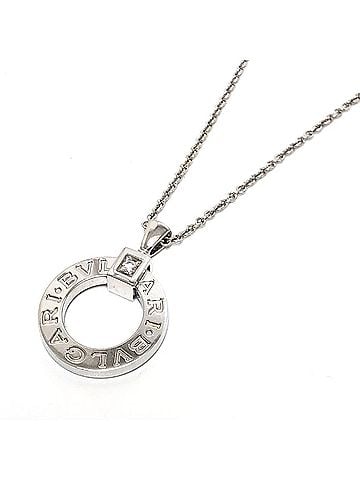 Bvlgari BVLGARI Bulgari 18KWG Diamond 1P Accessory Circle Logo Necklace Women's Silver Like New (view 1)