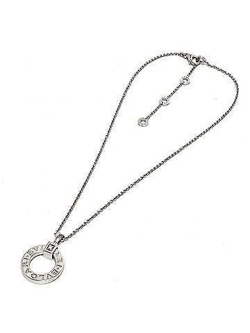 Bvlgari BVLGARI Bulgari 18KWG Diamond 1P Accessory Circle Logo Necklace Women's Silver Like New (view 2)