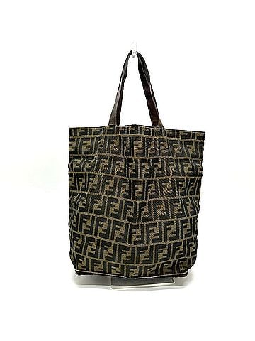 Fendi FENDI Zucca pattern foldable bag, handbag, tote leather, canvas, women's, brown. (view 1)