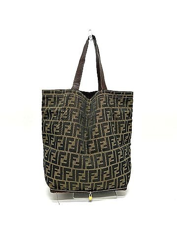 Fendi FENDI Zucca pattern foldable bag, handbag, tote leather, canvas, women's, brown. (view 2)