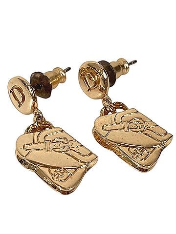 Christian Dior Christian Dior Dior Saddle Bag Logo Accessory Earrings Metal Men's Women's Gold (view 1)