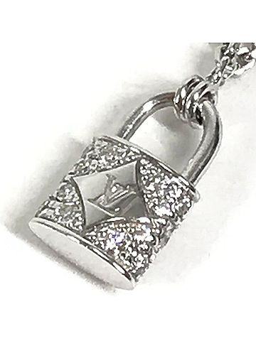 Louis Vuitton LOUIS VUITTON Q93560 Diamond Pendant Lockit XS Accessory Jewelry Gold 18K Necklace WG750 Men's Women's Silver (view 1)