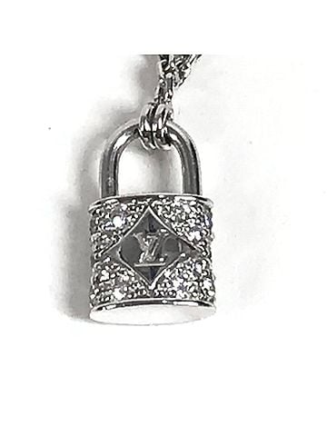 Louis Vuitton LOUIS VUITTON Q93560 Diamond Pendant Lockit XS Accessory Jewelry Gold 18K Necklace WG750 Men's Women's Silver (view 2)