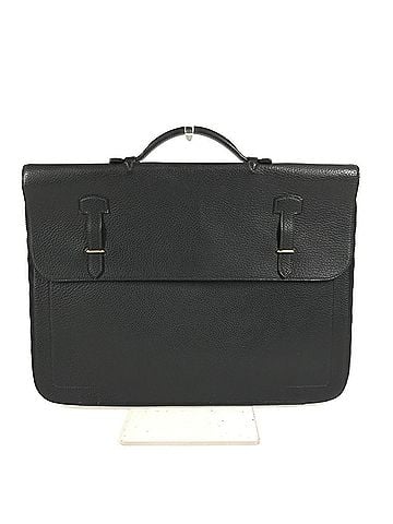 Hermès HERMES Vintage Serviette Bag, Tote Document Handbag, Business Leather, Men's and Women's, Black (view 1)