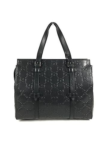 Gucci GUCCI 625774 GG Embossed Logo Tote Bag Shoulder Leather Men's Women's Black (view 1)