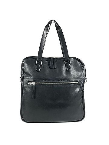 Hermès HERMES Vintage Logo Handbag Tote Bag Shoulder Business Document Leather Men's Women's Black (view 1)