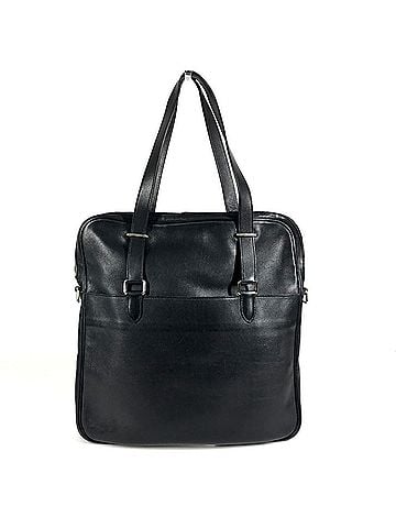 Hermès HERMES Vintage Logo Handbag Tote Bag Shoulder Business Document Leather Men's Women's Black (view 2)