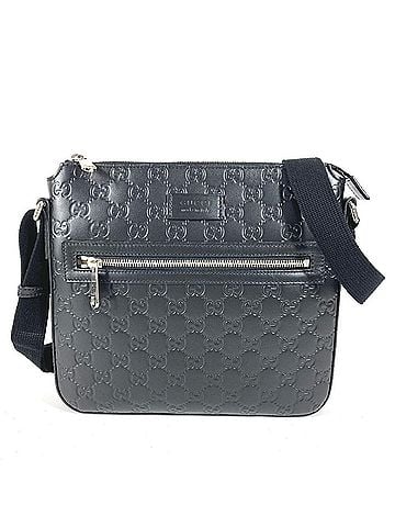Gucci GUCCI 406410 GG Embossed Guccissima Logo Bag, Crossbody Pouch, Shoulder Leather, Black, Men's and Women's (view 1)