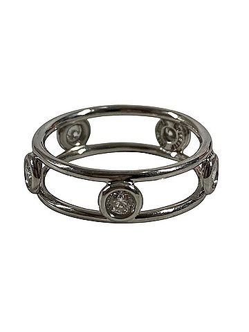 Tiffany & Co. TIFFANY&amp;Co. Tiffany 5P Diamond By the Yard Double Wire Ring, Accessory, Jewelry, Platinum Pt950, Women's, Silver (view 1)