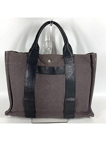 Hermès HERMES Sac Arne MM Tote Bag Handbag Leather Canvas Men's Women's Gray (view 1)