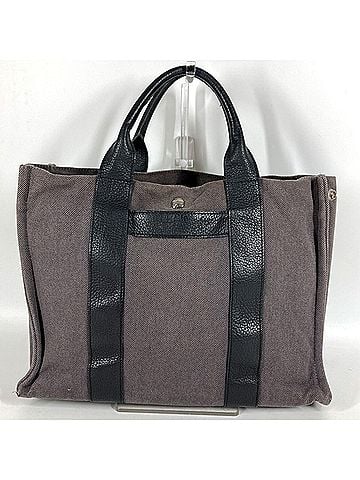 Hermès HERMES Sac Arne MM Tote Bag Handbag Leather Canvas Men's Women's Gray (view 2)