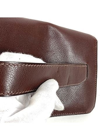 Hermès HERMES Envelope Bag, Flap Handbag, Pouch, Second Clutch Leather, Men's, Women's, Brown (view 2)