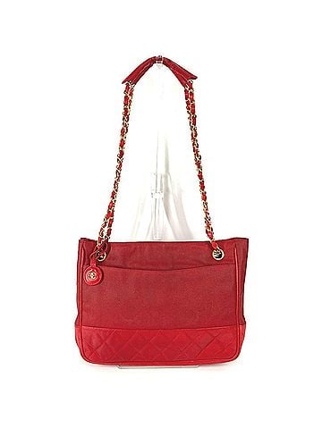 Chanel CHANEL Vintage CC Coco Mark Logo Matelassé Quilted Bag with Double Chain, Shoulder Tote Bag, Leather Coated Canvas, Men's &amp; Women's, Red (view 1)