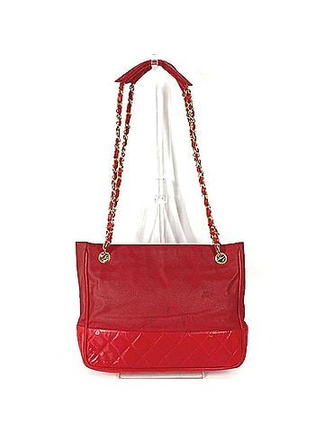 Chanel CHANEL Vintage CC Coco Mark Logo Matelassé Quilted Bag with Double Chain, Shoulder Tote Bag, Leather Coated Canvas, Men's &amp; Women's, Red (view 2)
