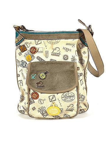 Loewe LOEWE 160th Anniversary Logo Crossbody Bag/Pouch - All-over Print Shoulder Bag Leather &amp; Canvas Men's Women's Beige (view 1)